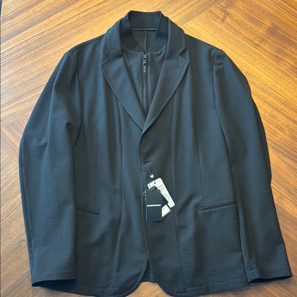 Emporio Armani Black Textured Blazer with Tags